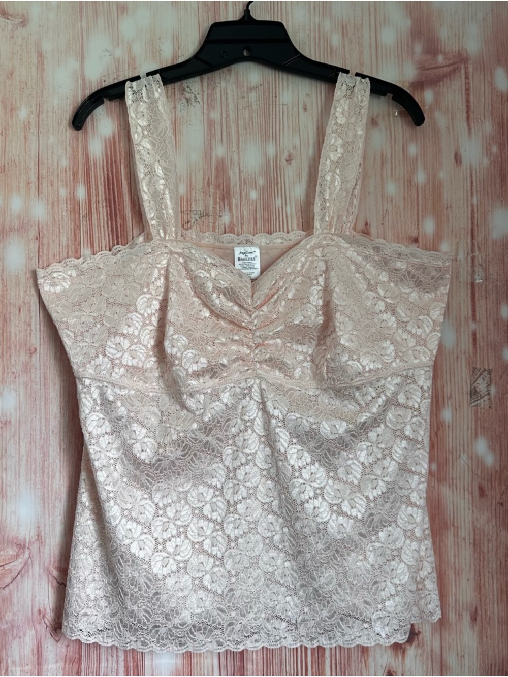 Angel Love By Breezies Baby Pink Lace Camisole Lounge Tank Top Size 1X